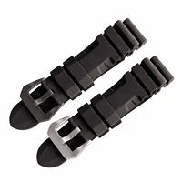 24mm dive watch bands for pam rubber silicone strap thicking buckle clasp wrist watch bracelets sport band watch straps