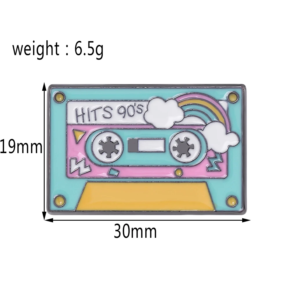 Эмалированная брошь в виде музыкальной радужной ленты стиле 90-х годов