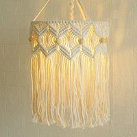 nordic style cotton rope hand knitted lampshade macrame hanging lamp decoration for living room tassel lampshade tapestry