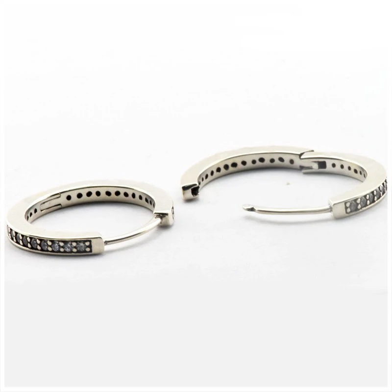 Женские круглые серьги кольца из серебра 925 пробы с фианитом|Серьги-кольца| |