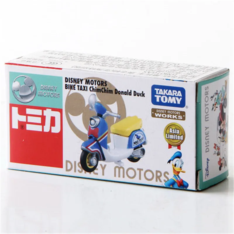 

Tomy Tomica Simulation Alloy Car Model Disney Motorcycle Donald Duck Metal Model Collectable Christmas Gift Toy for Boys 108016