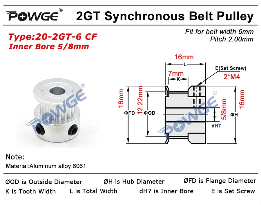 POWGE VORON 1 8 набор GT2 LL-2GT RF открытый ремень ГРМ 2GT 20T 16T зубчатый шкив линейный