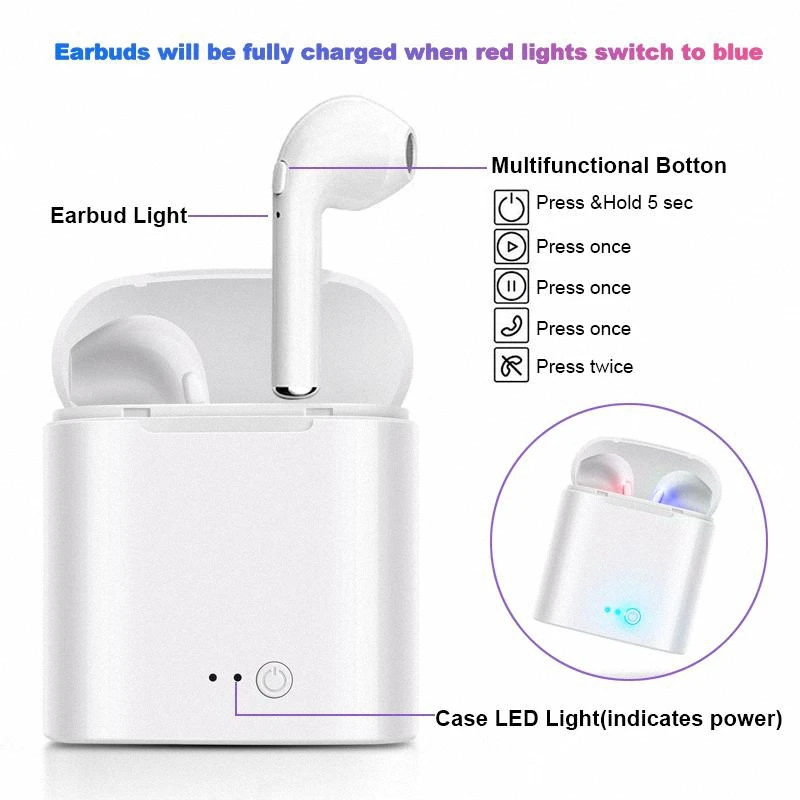 TWS i7 i7s беспроводные bluetooth-наушники наушники музыкальные Eaephones гарнитура fone de ouvido