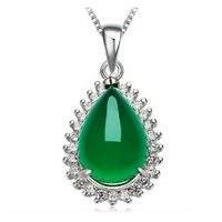 925 sterling silver retro ethnic style pendant synthetic khotan jade chalcedony necklace women jewelry accessories wholesale