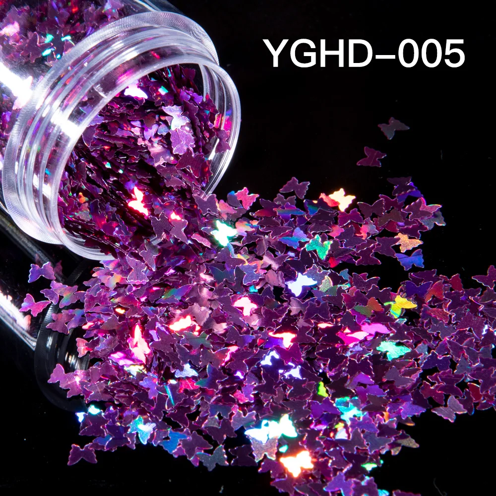 1 коробка голографические хлопья бабочки 3D Блестки для ногтевого дизайна блестки