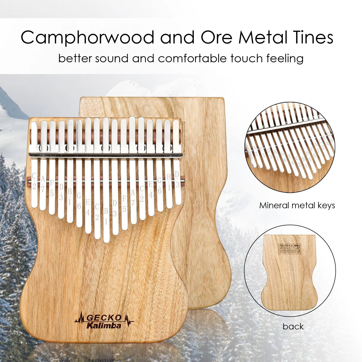 Пианино для большого пальца Gecko Kalimba 17 клавиш корпус из массива дерева