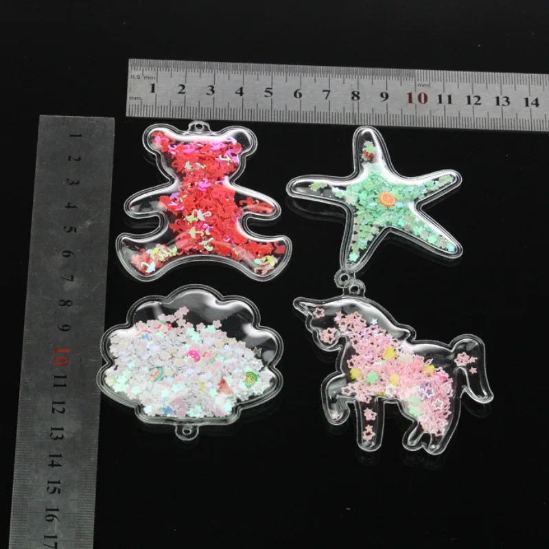 10 шт./лот ПВХ прозрачный мультяшный медведь с блестками аппликации для рукоделия