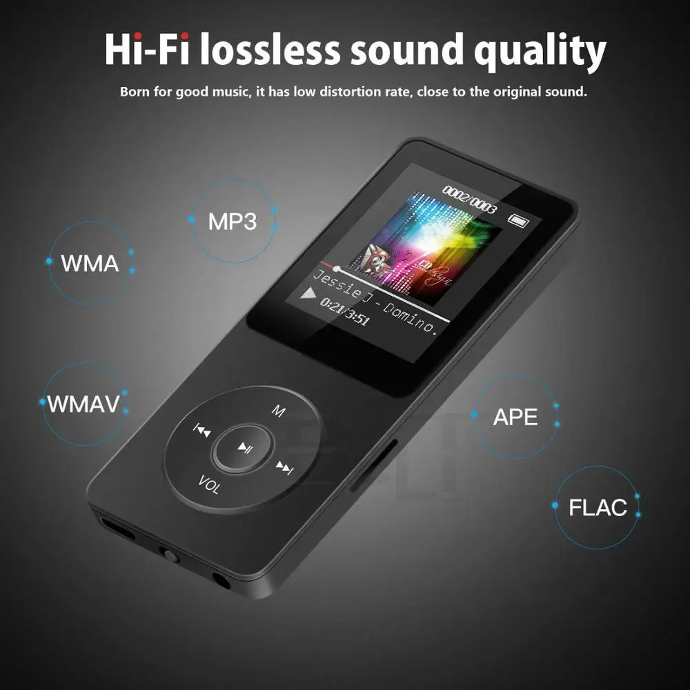 2022 New Version Ultrathin MP3 music player radio FM movie music HIFI player 8G 16G memory MP4 player digital led LCD screen enlarge