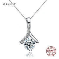 real 925 silver cute pendant with 6mm round zircon beautiful necklace purplewhite color lovely fine jewelry for women