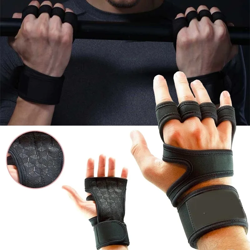 

1 Pair Weight Lifting Training Gloves Women Men Fitness Sports Body Building Gymnastics Grips Gym Hand Palm Protector Gloves