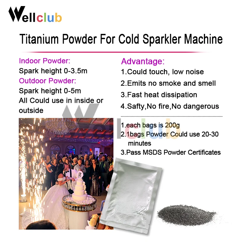 8 пакетов Ti Powder 200 г/пакет материал для холодной искры фонтан фейерверк машина