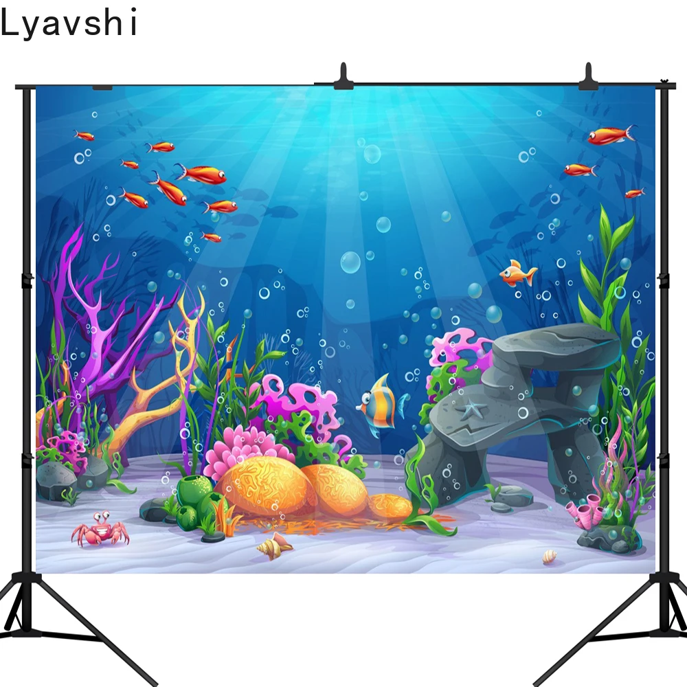 

Lyavshi Подводный Мир Рыба Коралл ребенок день рождения фотографии фоны пользовательская камера фотографический фон для фотостудии