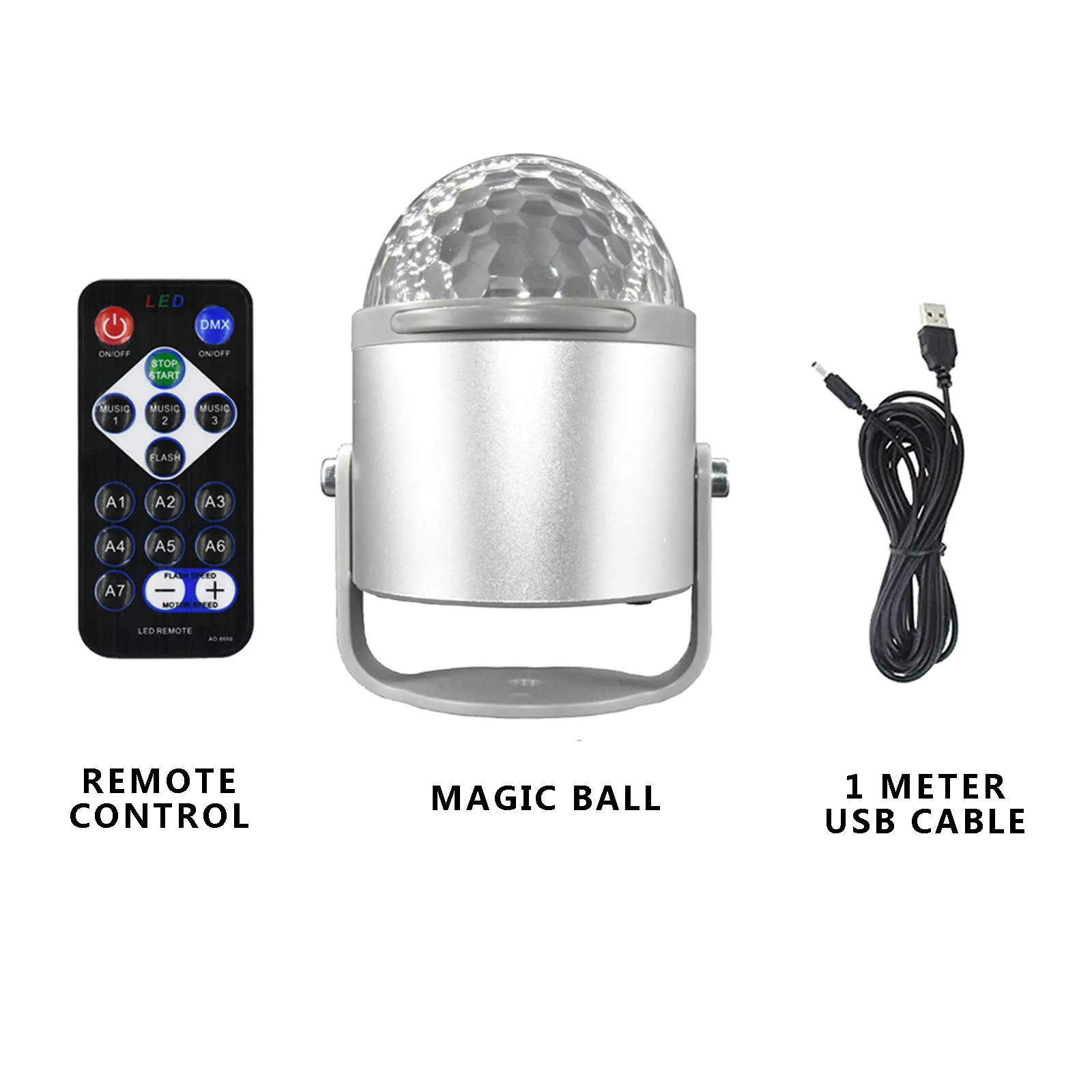 

Party Lights Muliti Color Changes Sound Actived Auto RGB Mini Rotating Magic QW