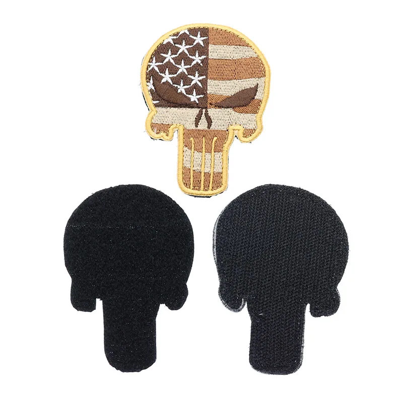 4 цвета 3D вышивка череп накладка на руку цветная Двусторонняя наклейка военный