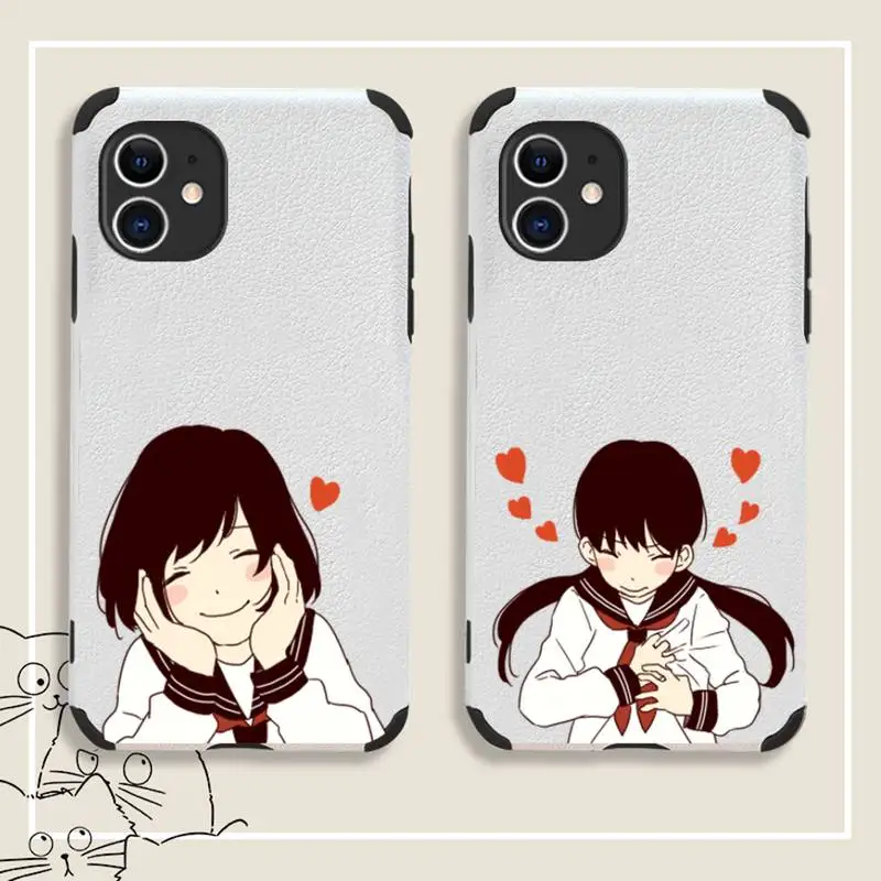 

Anime Aesthetic Girl Drawing Phone Case Lambskin Leather For iphone 12 11 8 7 6 XR X XS PLUS MINI PLUS PRO MAX Shockproof