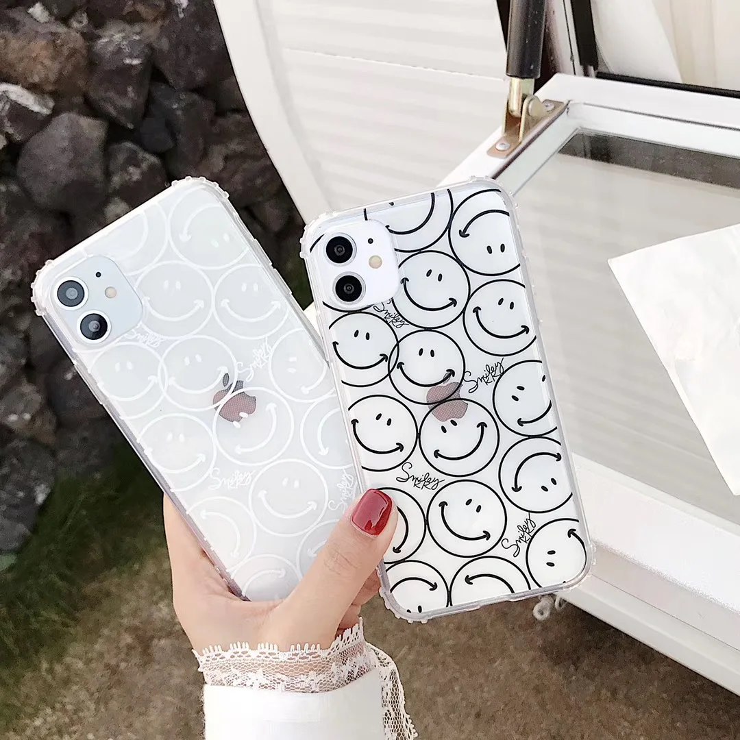 INS Простой Модный милый забавный чехол для телефона с изображением смайлика iPhone 11