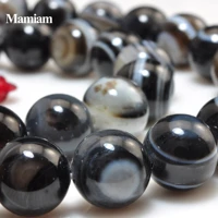 mamiam natural a black stripe onyx eye agate beads smooth loose round stone diy bracelet necklace jewelry making gemstone design
