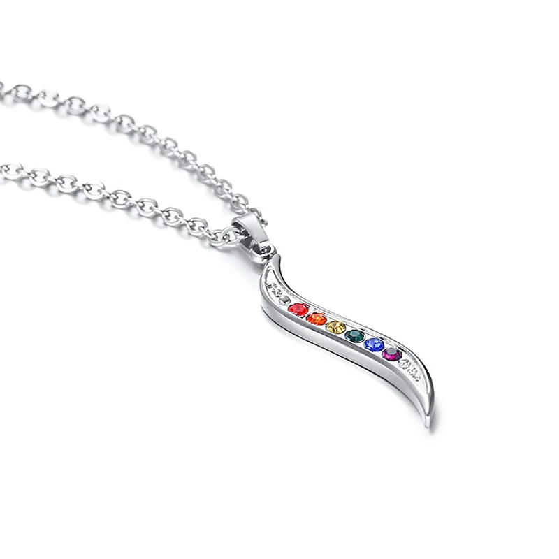 Ожерелье с подвеской в форме радуги из нержавеющей стали | Украшения и аксессуары