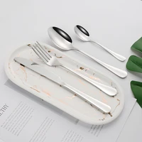 4pcs glossy silver stainless steel cutlery tableware dinnerware flatware set forks knives spoons set party wedding silverware