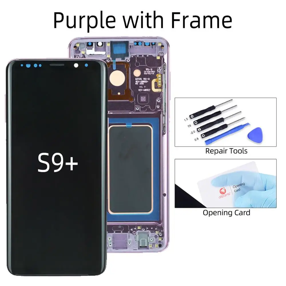 AMOLED Дисплей для SAMSUNG Galaxy S9 LCD G960 G960F S9 Plus LCD G965 G965F экран в сборе с тачскрином на рамке - Цвет: S9 Plus Purple Frame