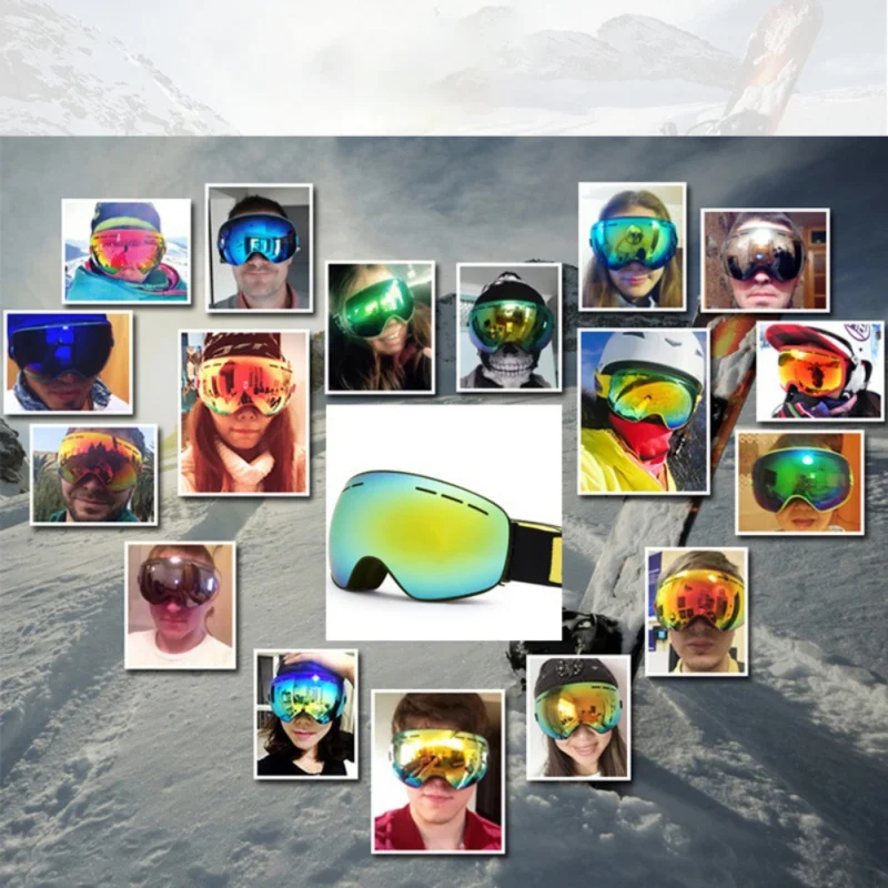 

Adult Ski Goggles Double Layer UV400 Anti-fog Men Women utdoor Sport Snowboard Skiing Glasses Big Mask Eyewear Case