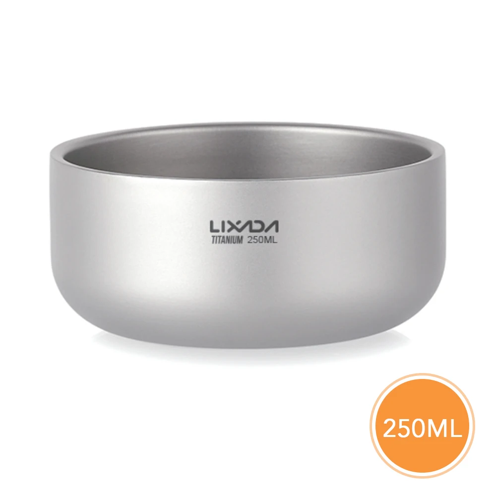 

Lixada 250ml Double Wall Titanium Bowl Fruit Salad Dinner Bowl for Home Outdoor Camping Backpacking Picnic