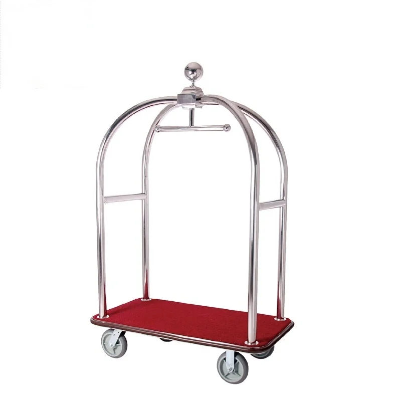 

High-end Vintage 4 Wheel Stainless Hotel Luggage Cart