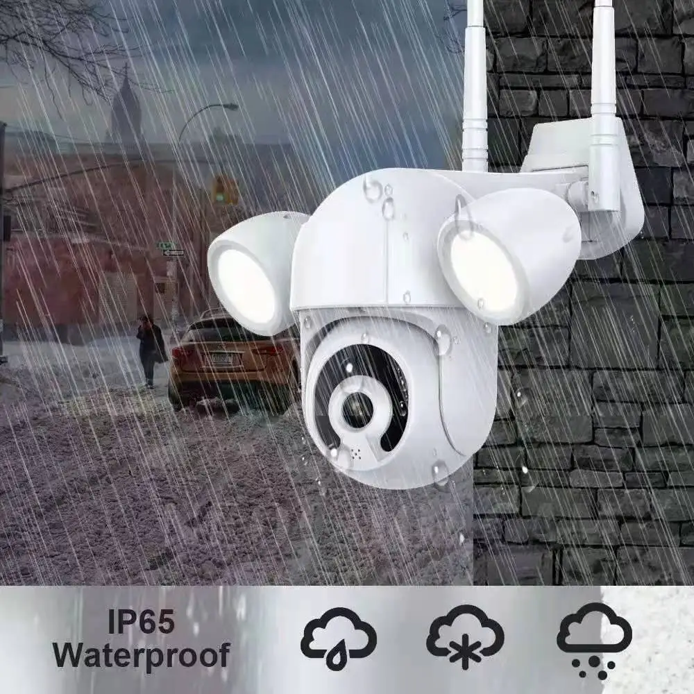 Tuya 3MP Floodlight Courtyard Lighting Camera Smart PTZ Outdoor WiFi IP IR IP66 Waterproof Home Garden CCTV Security | Безопасность и