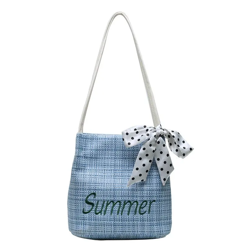 Летняя Соломенная Сумка ведро с принтом для женщин 2020 сумка покупок девочек