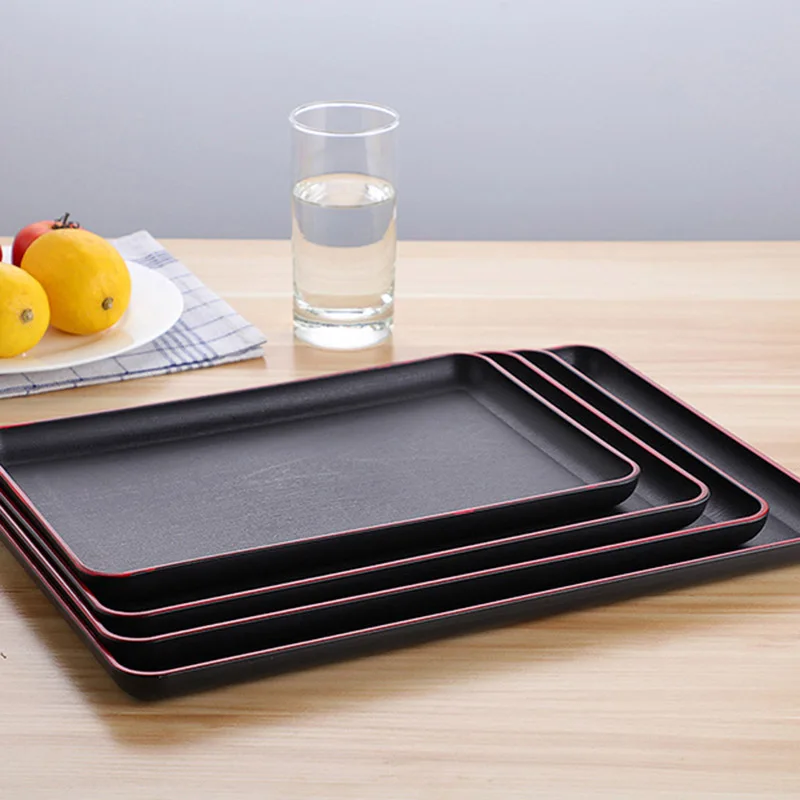 Serving Tray Rectangular Plastic Food Trays Anti-slip Scratch-resistant Storage Decoration In The Kitchen Bar | Дом и сад