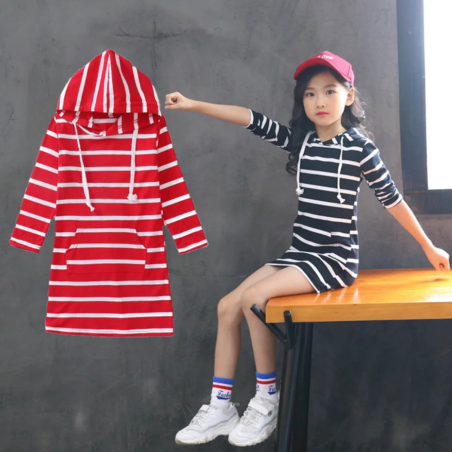 Платья для девочек приталенное платье в полоску длинные худи детское вечерние