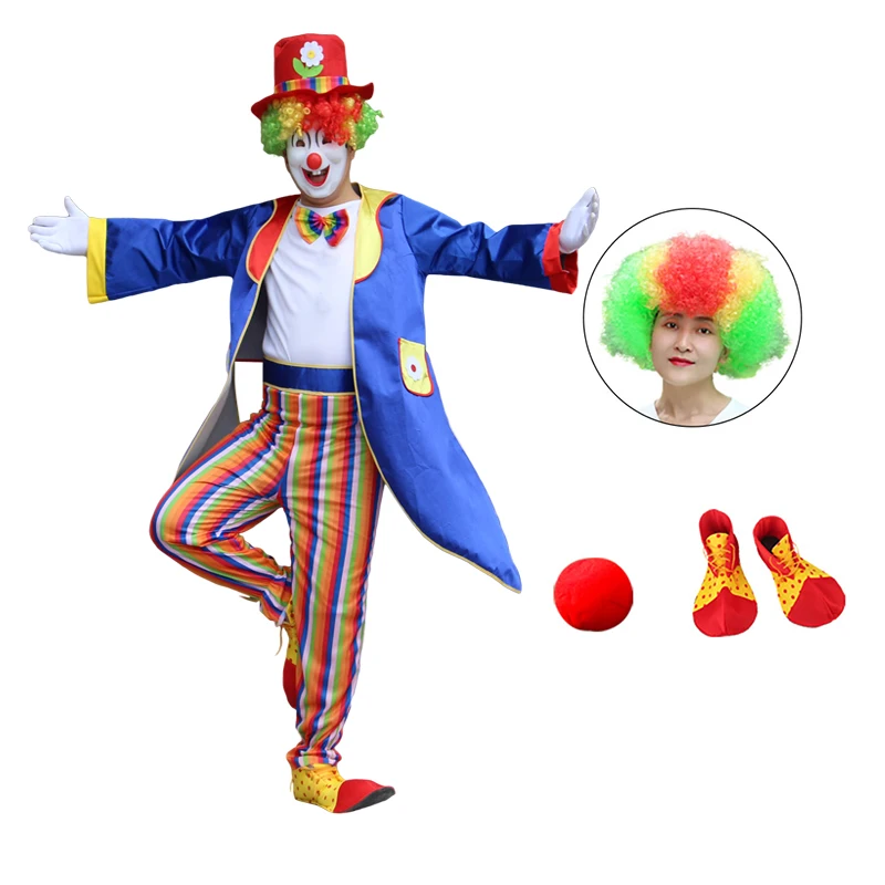 

Clowns Costume for Adult Men Cosplay Clown Clothing Halloween Style Masquerade Circus Horror Scary Funny Party Performance