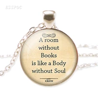a room without books is like a body without soul cicero quote pendant necklace book lover gift librarian bookworm gift
