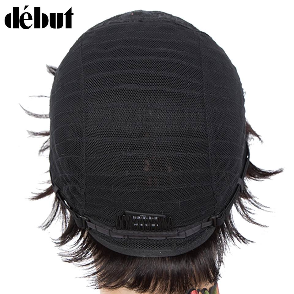 

Debut Pixie Cute Human Hair Wigs For Women Brazilian Straight Human Hair Wigs Full Machine Glueless Cheap Black Wigs Free Ship