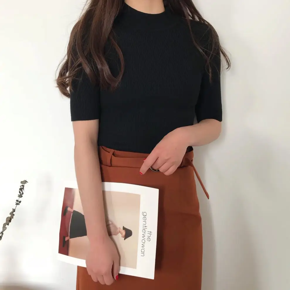 2019 осенние и зимние женские свитера одноцветные вязаные с круглым вырезом