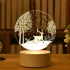 Рождественские украшения для дома, елка, лось, Рождество, 3D акриловый Ночной светильник с USB, рождественский подарок, Рождество 2021, новый год, Домашняя Декоративная гирлянда