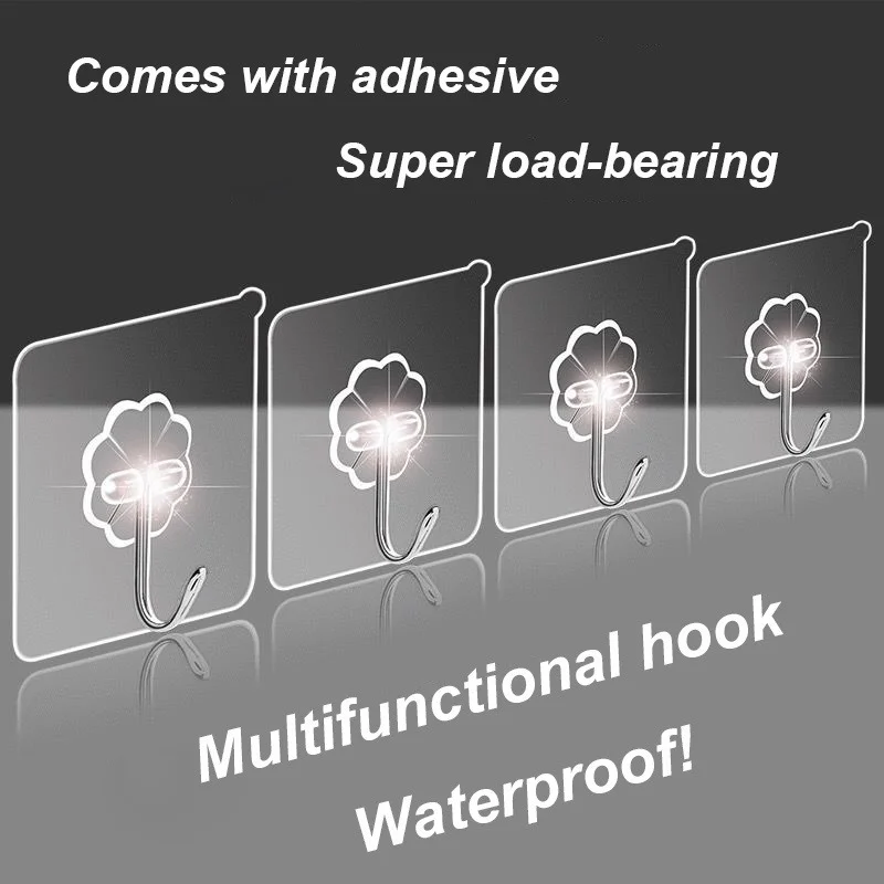 

10PCS Wall Hooks Strong Transparent Suction Cup Sucker Hanger Kitchen Bathroom Multi Use Adhesive Hook Door Traceless Organizer