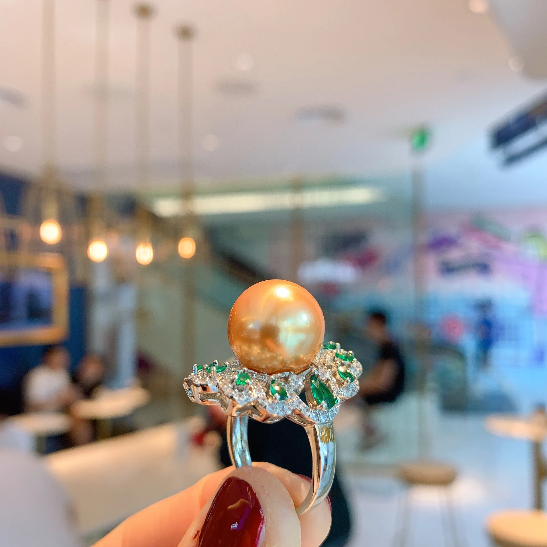 Новое поступление Красивое Жемчужное кольцо QTT золотого и серебряного цвета