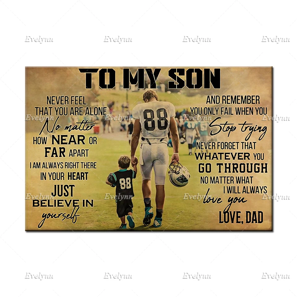Ретро постер американского футбола моему сыну от папы подарки на день отца