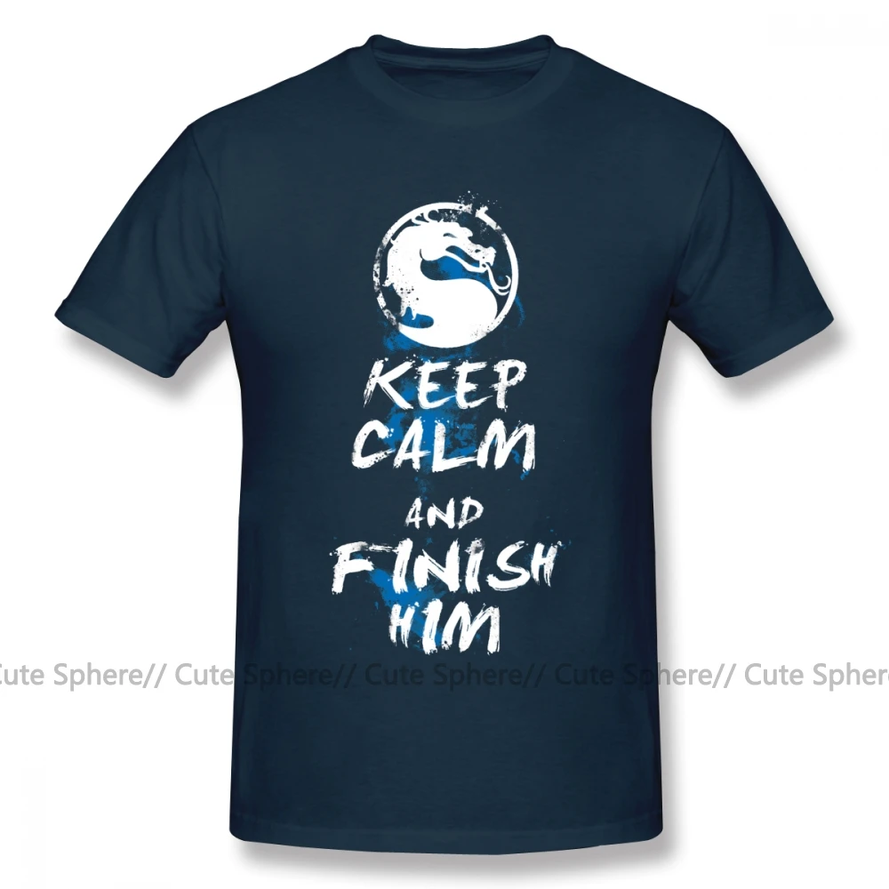 Mortal Kombat, Футболка Keep Calm, потрясающая уличная футболка, 100 хлопок, большие размеры, короткий рукав, Мужская футболка с принтом - Цвет: Navy Blue