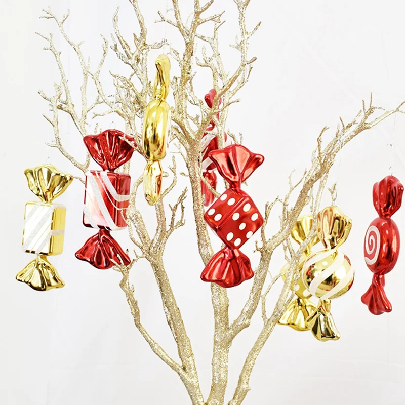 

Christmas Decorations Scene Layout Gift Ornaments Pendant Ornaments Red and White Transparent Painted Candy Props