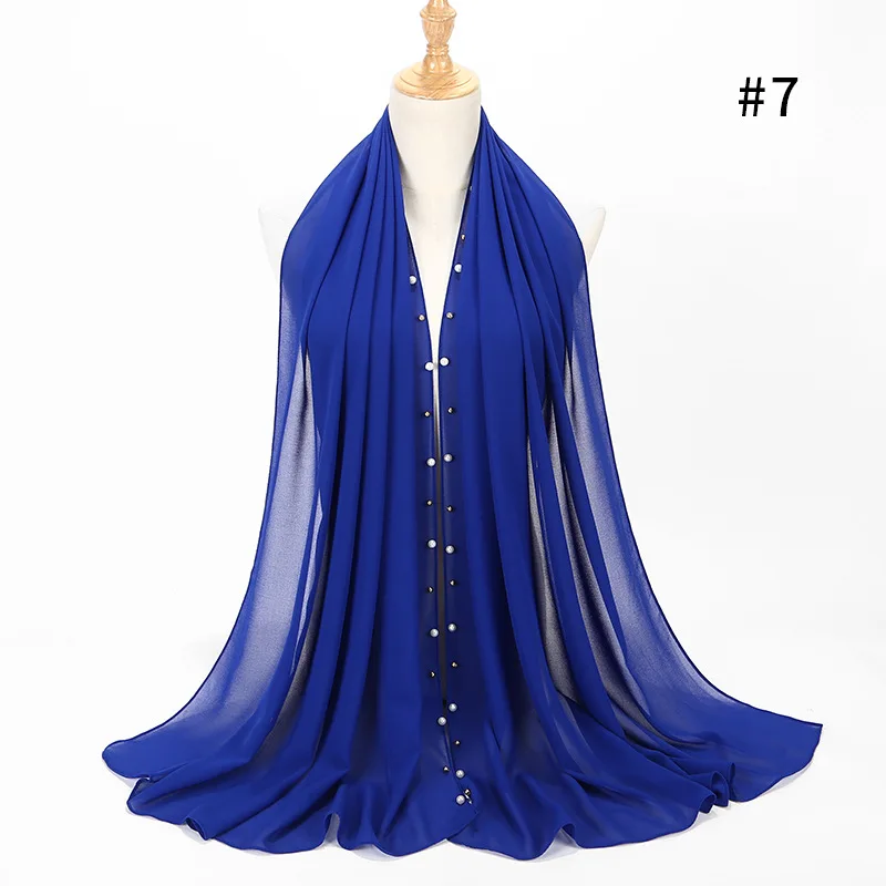 7 women pearl bubble chiffon scarf Head hijab wrap full cover-up shawls foulard femme headscarf crinkle muslim hijabs stole - Цвет: 7