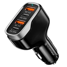 40W USB C Fast Car Charger 4 Ports Car Charger Adapter Dual Type C PD 20W for IPhone12 11 Pro Max Samsung Galaxy Note20 Android