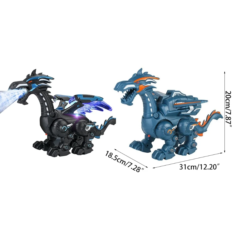 

2021 New Realistic Mechanical Dragon Sounds Fire Breathing Water Spray Mist Educational Dinosaur Toys for Toddlers Boys Girls