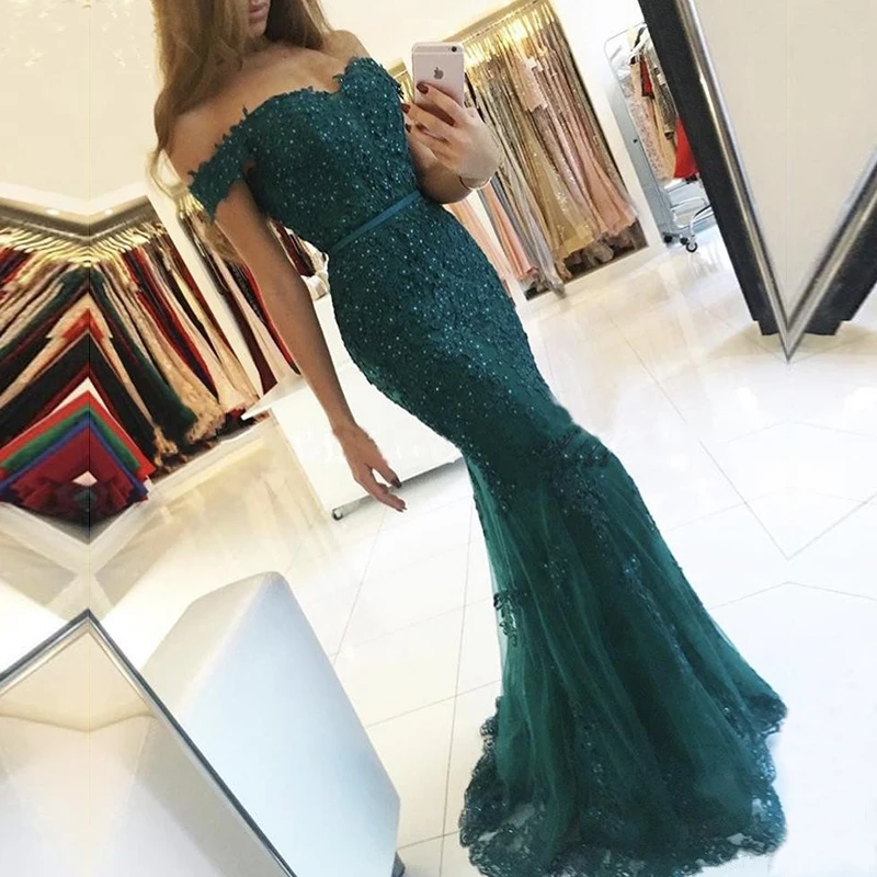 Vestidos de fiesta noche Sexy Off The Shoulder Long Lace Mermaid Evening Dress 2020 Prom Gown Custom Made Robe soiree | Свадьбы и