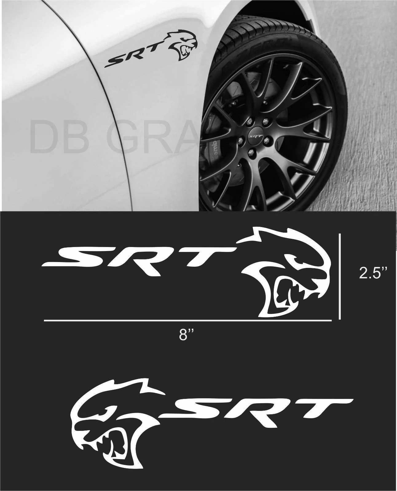Для (2 шт.) два 8 &quotfender SRT Helcat стиль Наклейка Логотип зарядное устройство Challenger