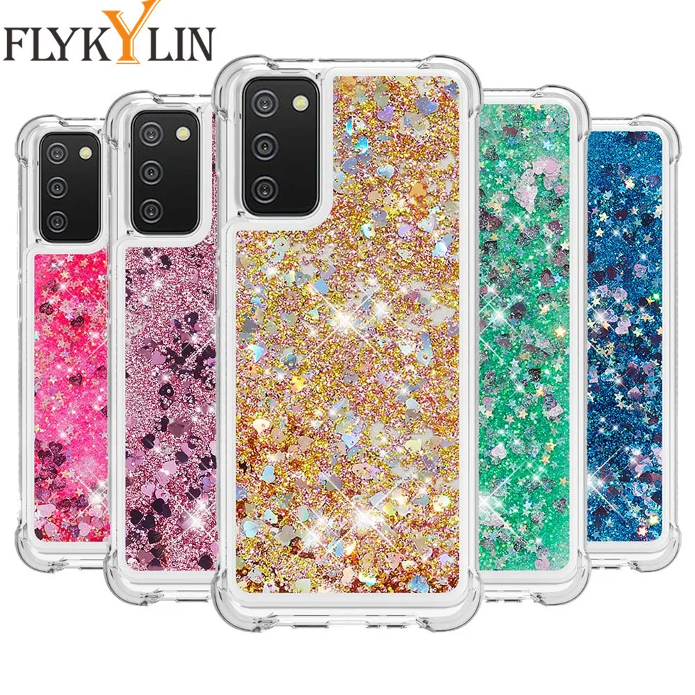 Чехол для Samsung Galaxy A02s чехол с блестками и жидкими A02 S A 02 s силиконовая защитная