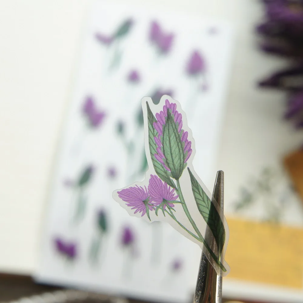 1 лист фиолетовых цветов дизайн листьев наклейка в подарок рождественский