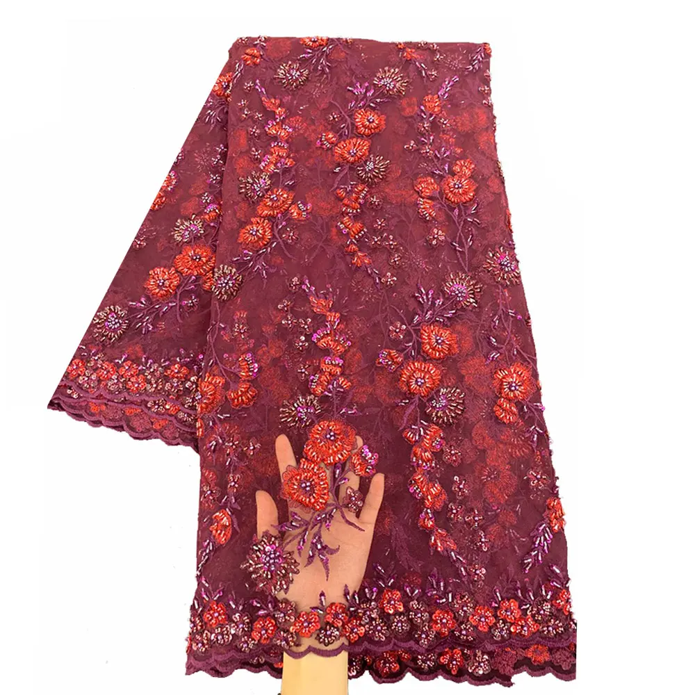 Фиолетовая Смешанная винная кружевная вышивка с цветочным узором ручной работы