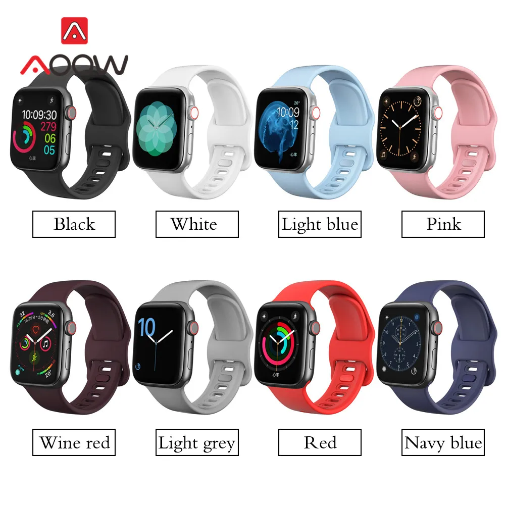 Ремешок силиконовый для Apple Watch 5 38 мм 42 40 44 спортивный мужской и женский браслет